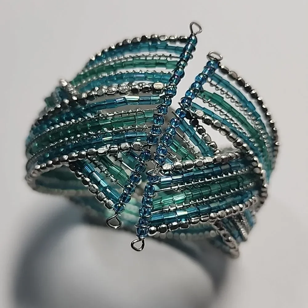 Pier 1 Elegant Silver and Teal Beaded Women's Bracelet